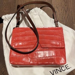 VINCE V Croc Embossed Crossbody bag